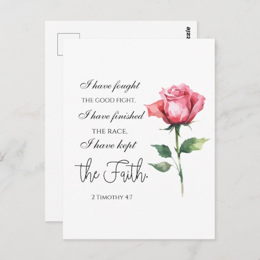 2テモテ4:7 – 私は良い戦いを戦った ポストカード (正面/裏面)