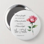 2テモテ4:7 – 私は良い戦いを戦った 缶バッジ (正面&裏面)