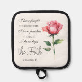 2テモテ4:7 – 私は良い戦いを戦った 鍋敷き (正面)