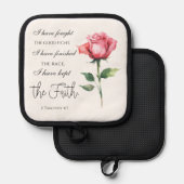 2テモテ4:7 – 私は良い戦いを戦った 鍋敷き (正面/裏面)