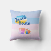 2テーマブルー&ピンクビーチハウスクッション クッション (裏面)