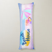 2テーマブルー&ピンクビーチハウス体クッション ボディピロー (裏面 (縦))