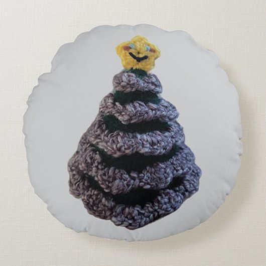 2デザインクリスマスツリーあみぐるみ枕! ラウンドクッション (正面)