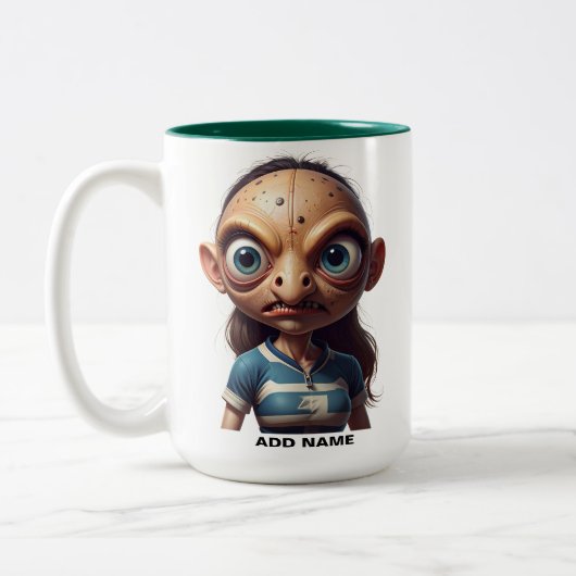 2トパーソナライズされたーン女子ラグビーマグ ツートーンマグカップ (左)