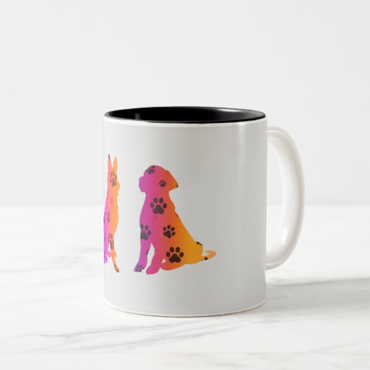 2トンの犬のコーヒーマグ。 ツートーンマグカップ (正面右)