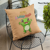 2トーンうるう年かわいいハッピーカエルモダンヴィンテージ クッション