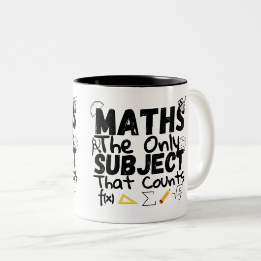 2トーンのコーヒーを数える唯一の主題は数学である ツートーンマグカップ (正面右)