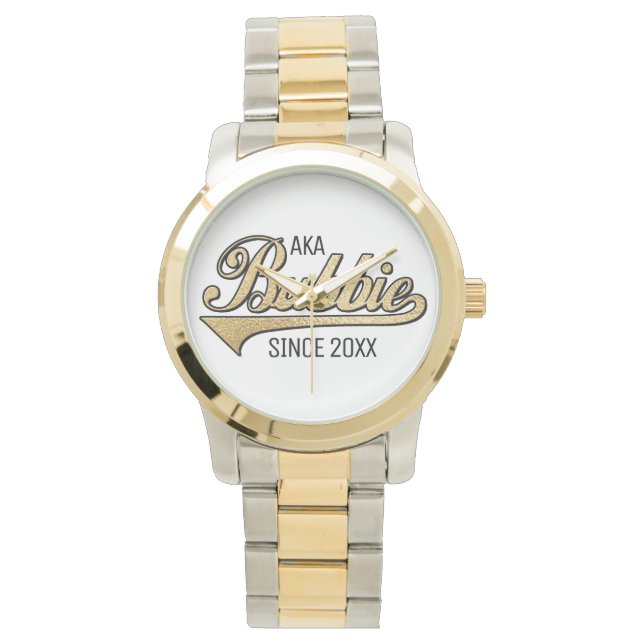 2トーンのブレスレットを見るグランドママ/バビー 腕時計 (正面)