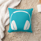 2トーンのヘッドフォン枕(白/ティール（緑がかった色）/黒) クッション (ブランケット)