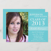 2トーンの卒業案内(ティール(緑がかった色)) 招待状 (正面/裏面)