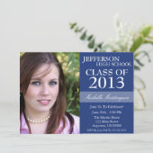 2トーンの卒業案内（ネイビーブルー） 招待状 (スタンド正面)