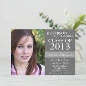 2トーンの卒業案内（濃い灰色） 招待状 (スタンド正面)