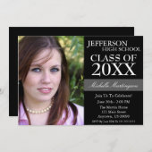 2トーンの卒業案内（黒） 招待状 (正面/裏面)