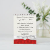 2トーンの赤いダマスク 招待状 (スタンド正面)