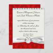 2トーンの赤いダマスク 招待状 (正面/裏面)