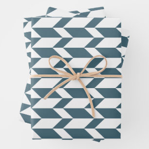 2トーンはっきりした矢印シボロンストライプブルーホワイト ラッピングペーパーシート