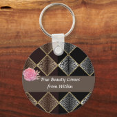 2トーンアニマルプリントトゥルーボタンキーチェーン キーホルダー (正面)