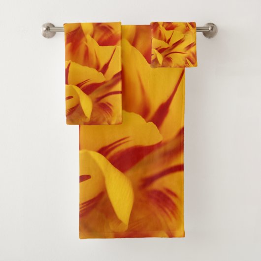 2トーンエレガントレッド金ゴールドモンセラチューリップ バスタオルセット (インサイチュ)
