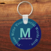 2トーンカスタムブルーの文字付きモノグラム キーホルダー (正面)