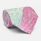 2トーンカラーグリッターピンクとパウダーブルーシアン ネクタイ (ロール)