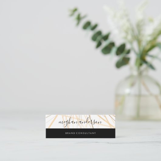 2トーンカラーブロックブラック抽象芸術線 スキニー名刺 (スタンド正面)