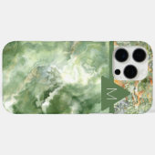2トーングリーン大理石ルックモノグラムセル Case-Mate iPhoneケース (裏面 (横))