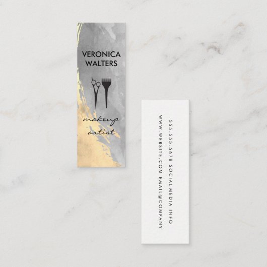 2トーンコンテンポラリーブラシ仕上げメイクアップ工具 スキニー名刺 (正面/裏面)
