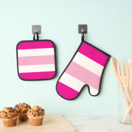 2トーンストライプ 鍋つかみ&鍋敷きセット