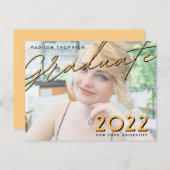 2トーンタイポグラフィ写真卒業招待状 ポストカード (正面/裏面)