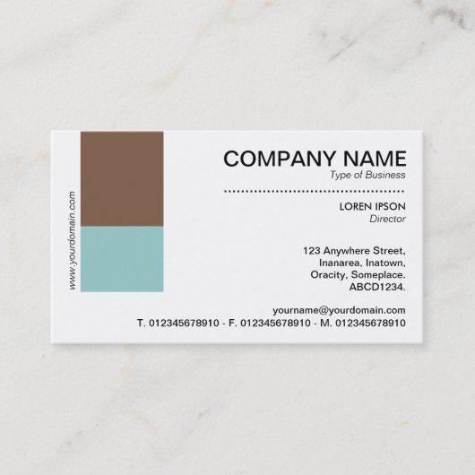 2トーンデコール – ブラウンとリトルブルーグリーン 名刺 (正面)