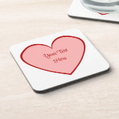 2トーンハートのテキスト – 任意の色を選択 コースター (左側)