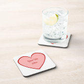 2トーンハートのテキスト – 任意の色を選択 コースター (右側)