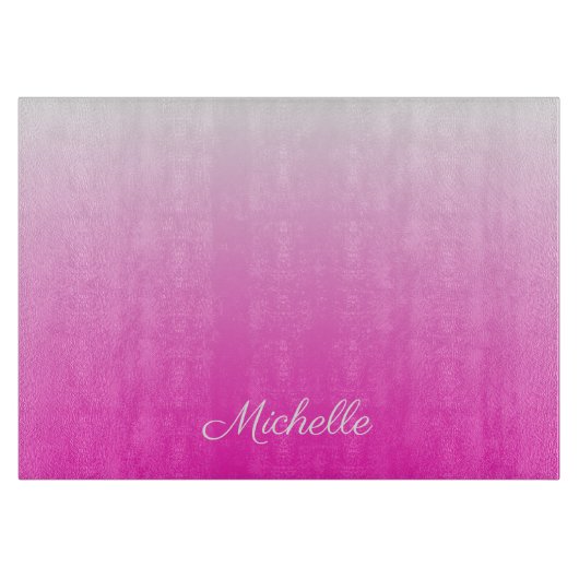 2トーンパーソナライズされたグラディエントグラデーションホットピンク カッティングボード (正面)