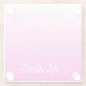 2トーンパーソナライズされたグラディエントグラデーションホットピンク ガラスコースター (裏面)