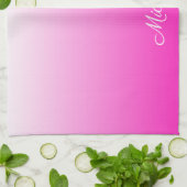 2トーンパーソナライズされたグラディエントグラデーションホットピンク キッチンタオル (折り畳み)