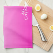 2トーンパーソナライズされたグラディエントグラデーションホットピンク キッチンタオル (四つ折り)