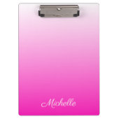 2トーンパーソナライズされたグラディエントグラデーションホットピンク クリップボード (正面)