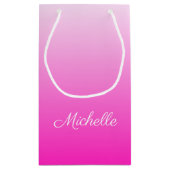 2トーンパーソナライズされたグラディエントグラデーションホットピンク スモールペーパーバッグ (裏面)