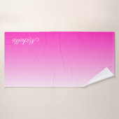 2トーンパーソナライズされたグラディエントグラデーションホットピンク バスタオル (バスタオル)