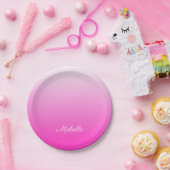 2トーンパーソナライズされたグラディエントグラデーションホットピンク ペーパープレート (パーティー)