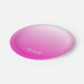 2トーンパーソナライズされたグラディエントグラデーションホットピンク ペーパープレート (アングル)