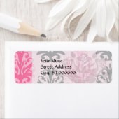 2トーンピンクとブラックのシックなダマスク ラベル (インサイチュ)
