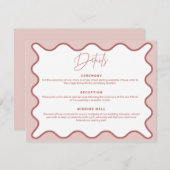 2トーンピンクの波状縁ど詳細エンクロークカード 招待状 (正面/裏面)
