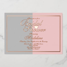 2トーンピンクグレーブライダルシャワー押し 箔招待状