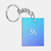 2トーンブルーカラー組み合わせモノグラム キーホルダー (正面左)