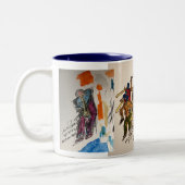 2トーンブルージャズシリーズ、11オンスのコーヒーマグ ツートーンマグカップ (左)