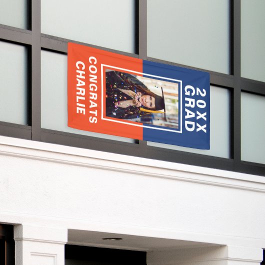 2トーン卒業バナー 横断幕 (ビルの外側)