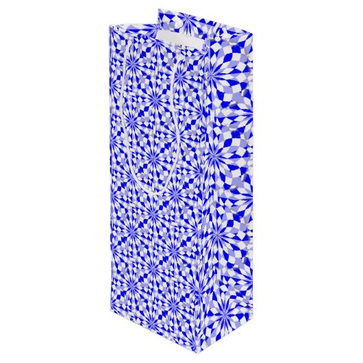 2トーン地中海のブルーの幾何学的パターン ワインギフトバッグ (裏面アングル)