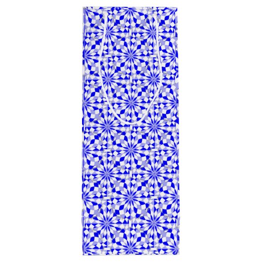 2トーン地中海のブルーの幾何学的パターン ワインギフトバッグ (裏面)