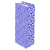 2トーン地中海のブルーの幾何学的パターン ワインギフトバッグ (正面アングル)